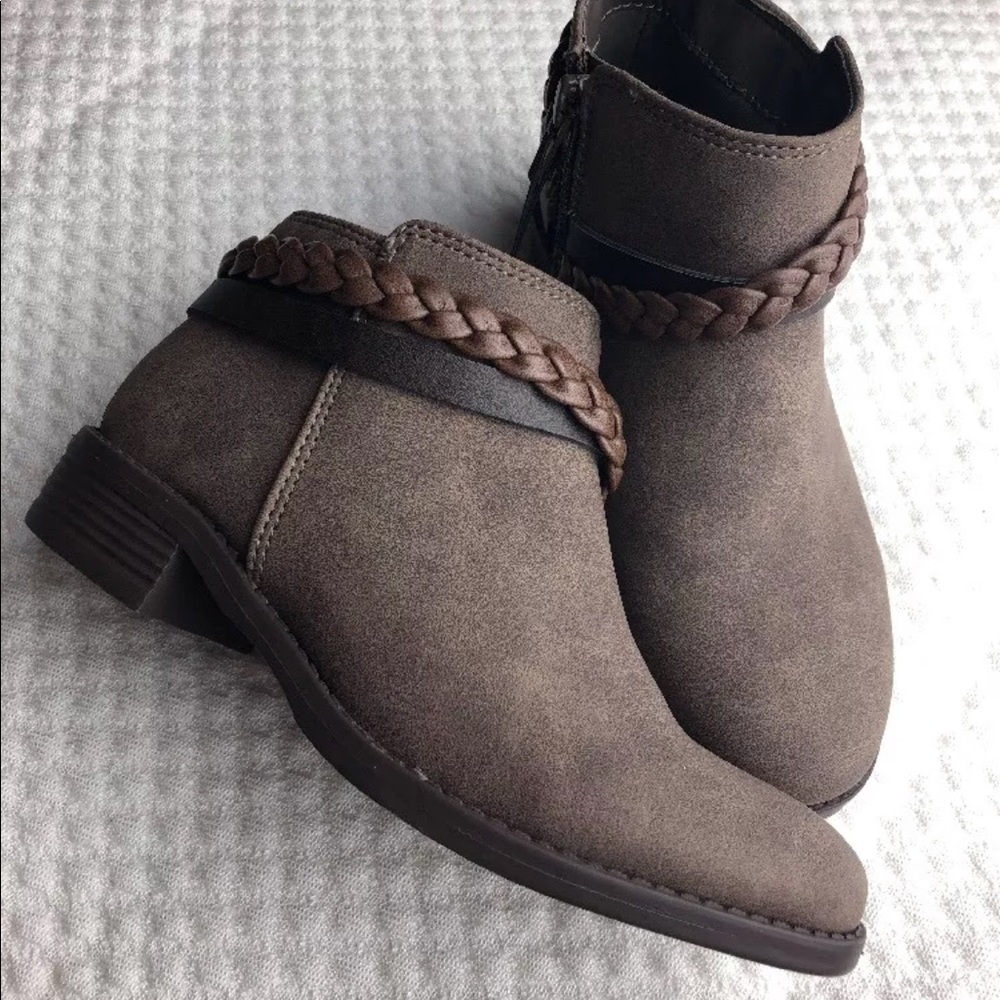 GIRLS NINE WEST SIDE ZIP BOOTIES SZ 12